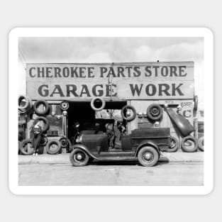 Cherokee Parts Store, 1936. Vintage Photo Sticker